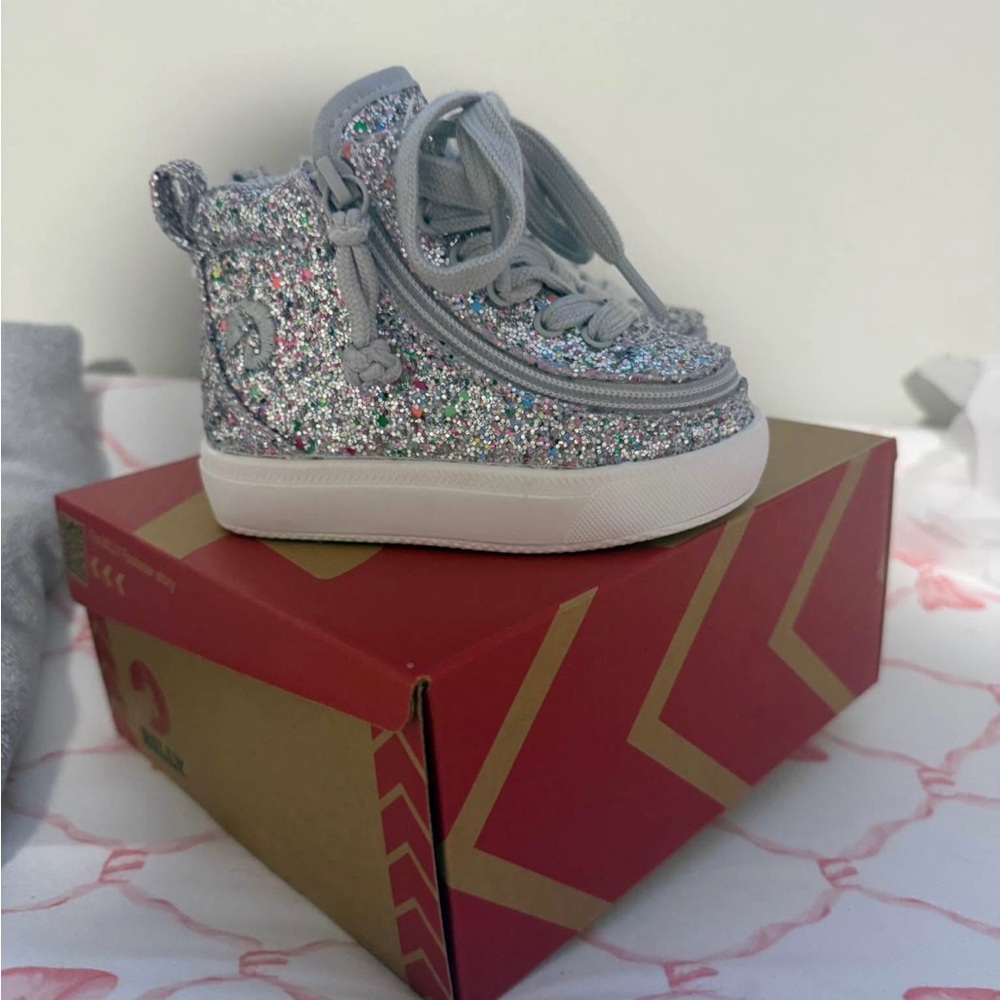 Glittery Kids Sneakers with Silver Accents